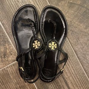 Tory Burch Black Patent Sandals size 8